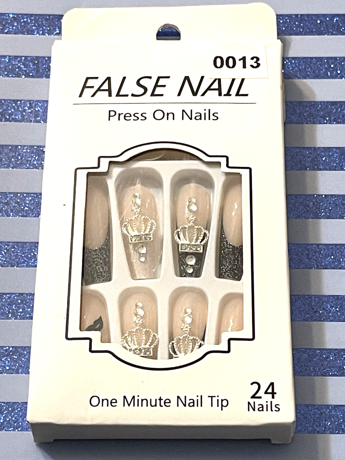 False Nail One Minute Tip NUDE with FRENCH DETAIL & CROWNS & LIPS Press On Mani