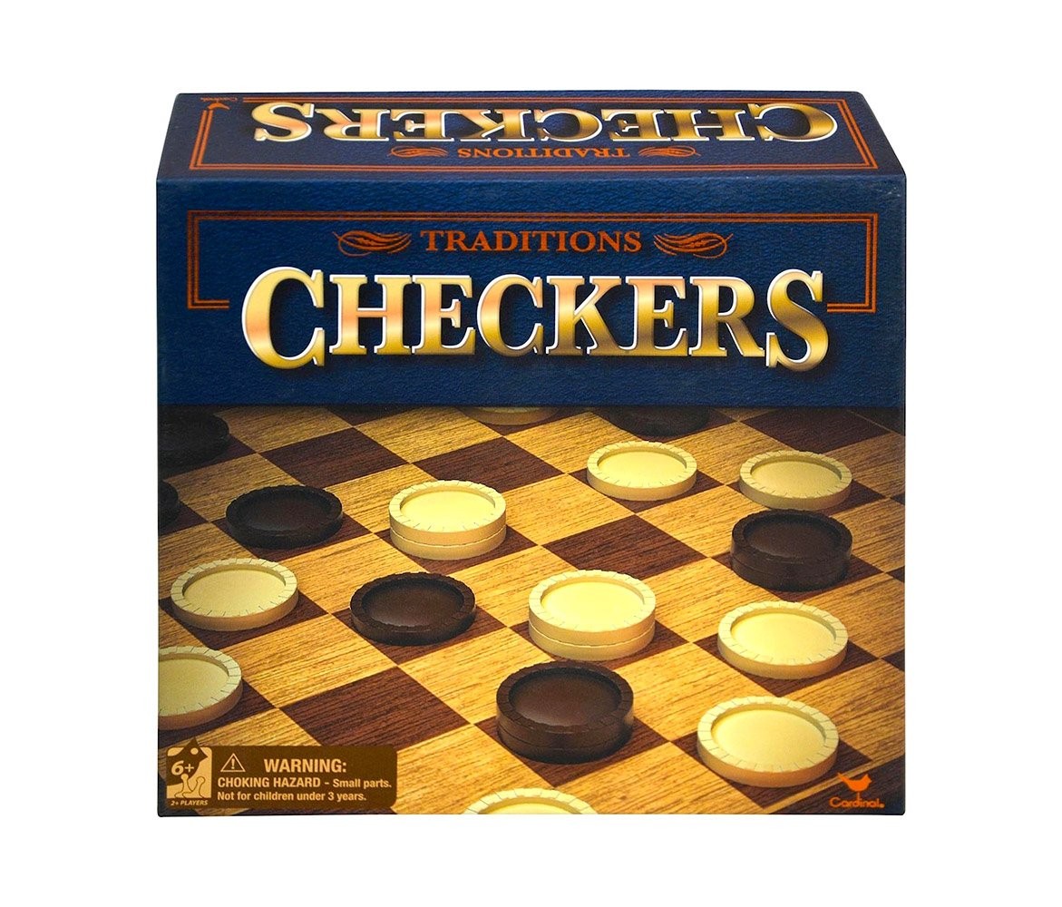 Checkers 13”x13” Board Game in Box 13″ X13″, Brown