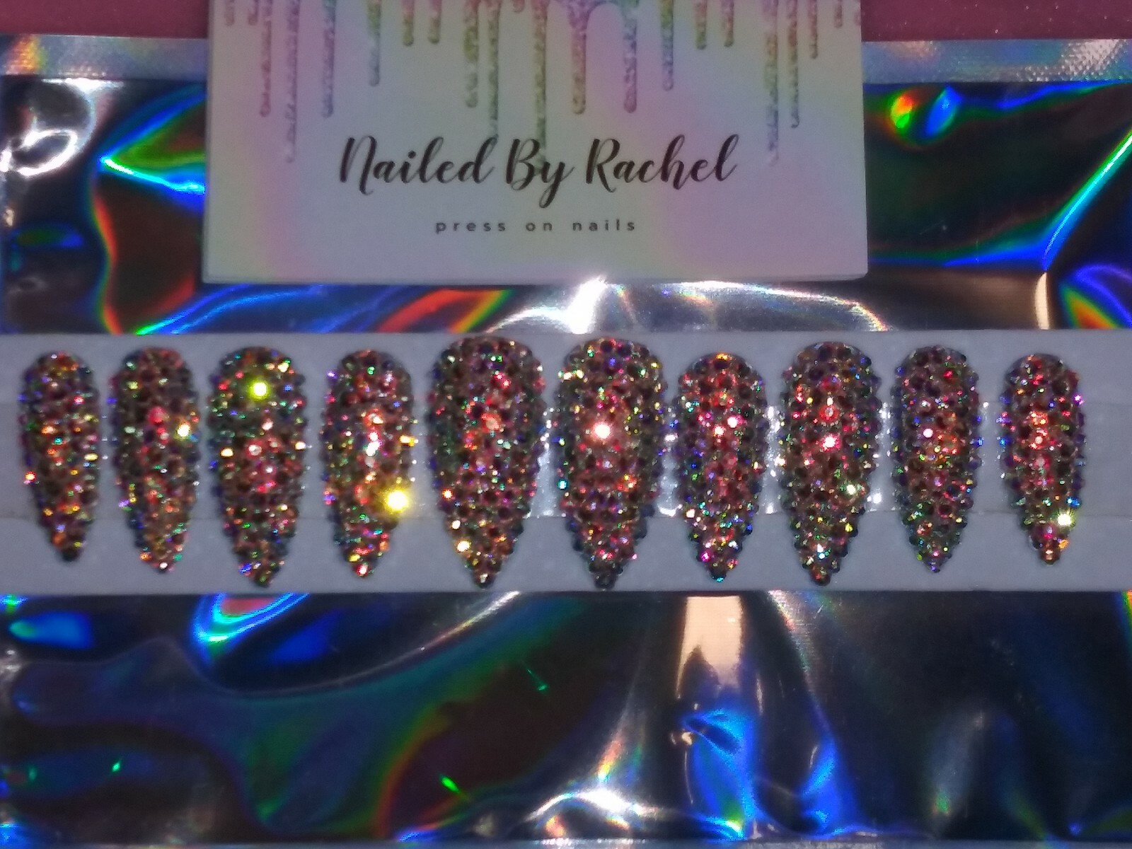 Super bling swarvoski Crystal Press On Nails – bridal stiletto diamond bling set