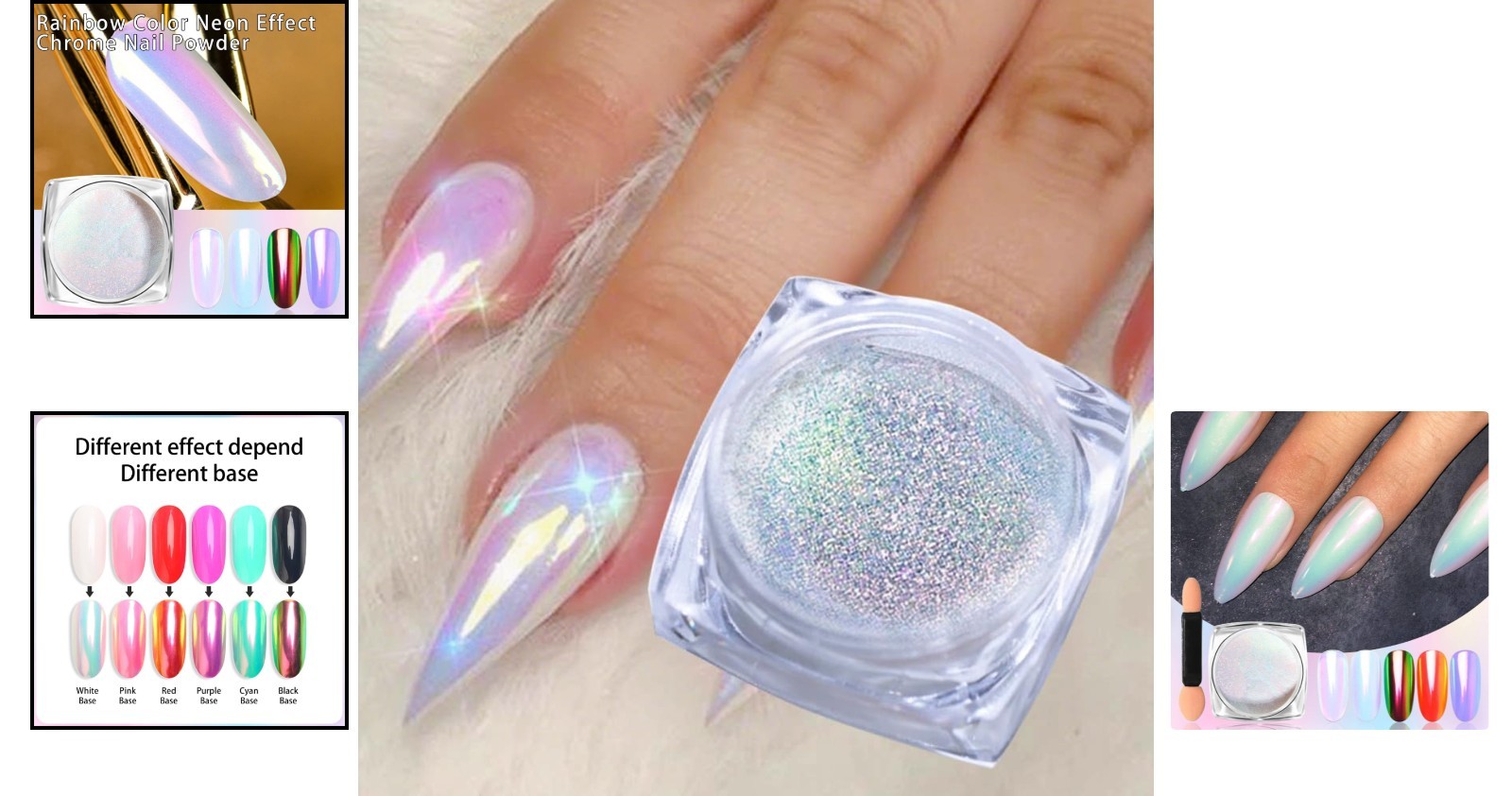 1 Box Neon Holographic Nail Glitter with Sponge Stick – Art for All Levels