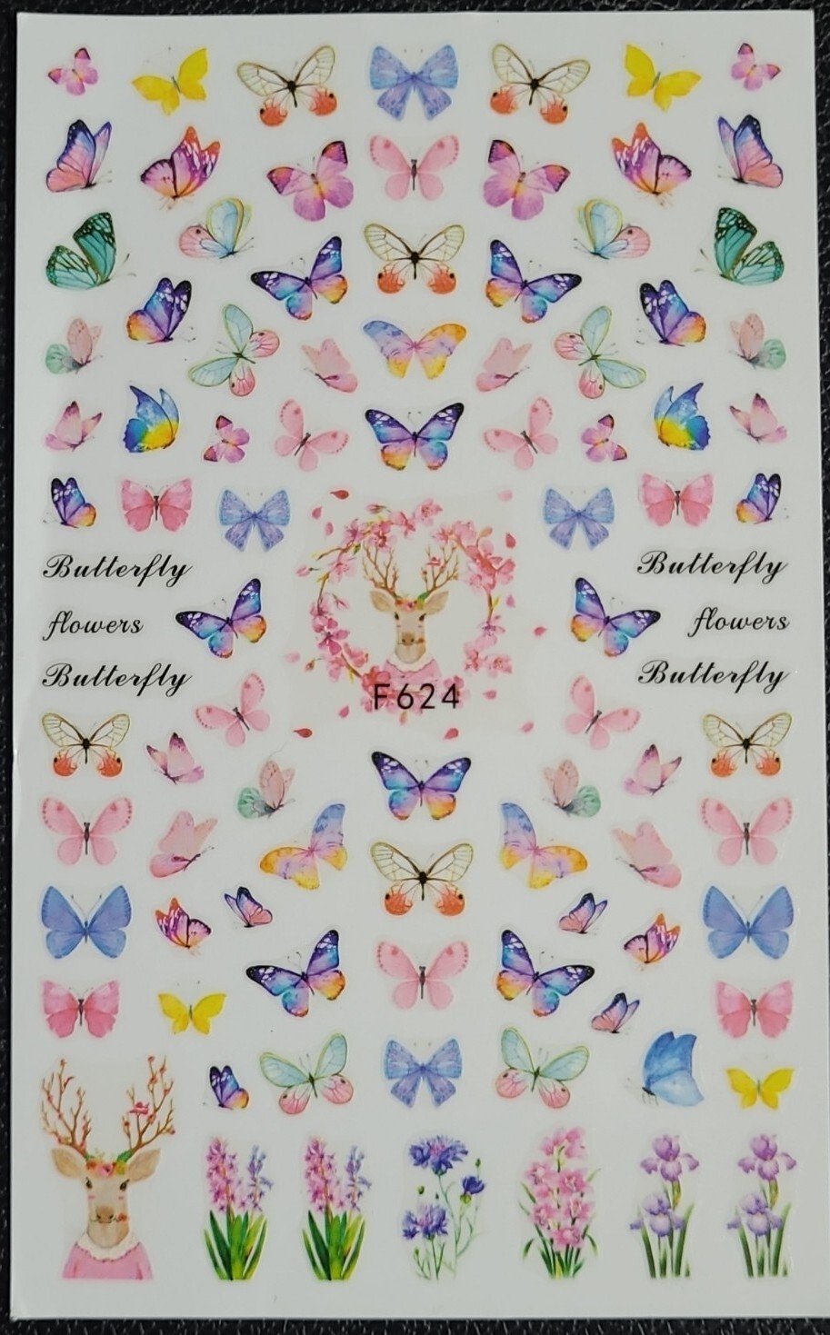 Butterfly Flowers nail art stickers