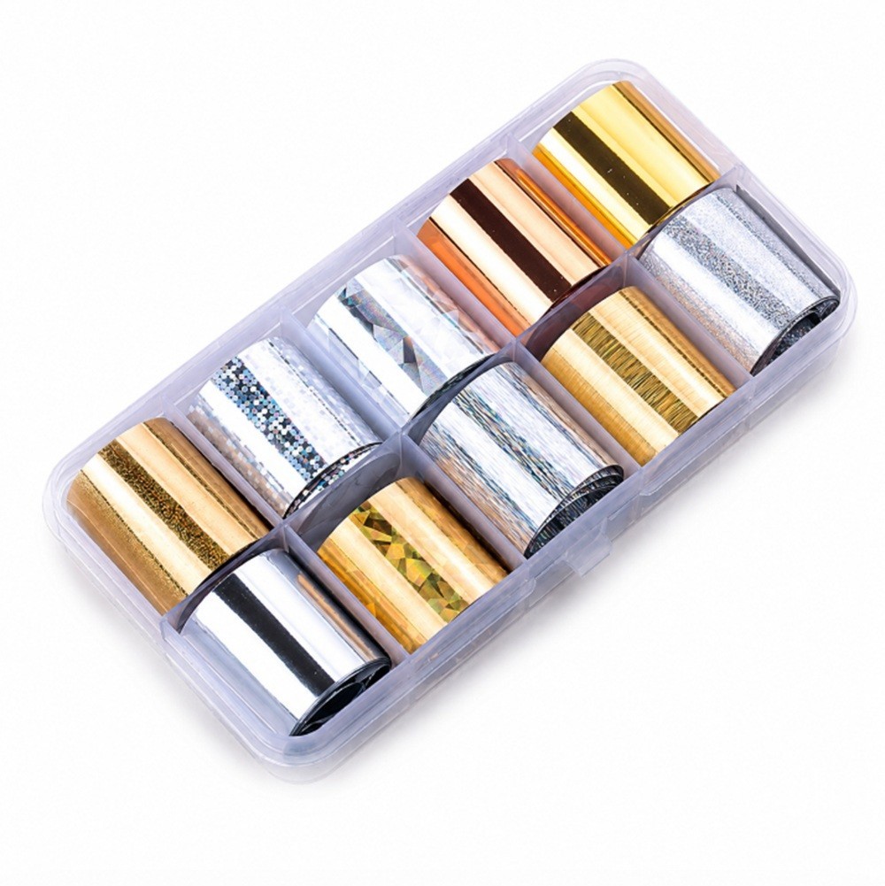 10-Piece Holographic Starry Sky Nail Foils – Glitter Nail Art Transfer Stickers