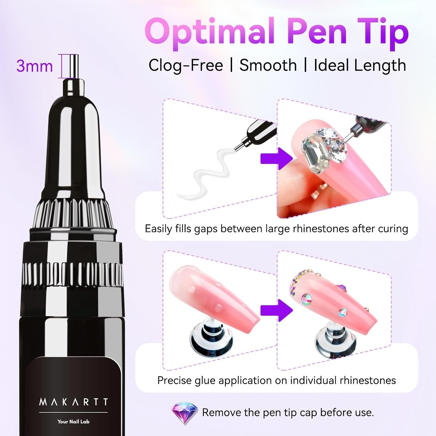 Super Strong Rhinestone Glue Gel for Nail Art – Dual Tip Design, 2x8ml