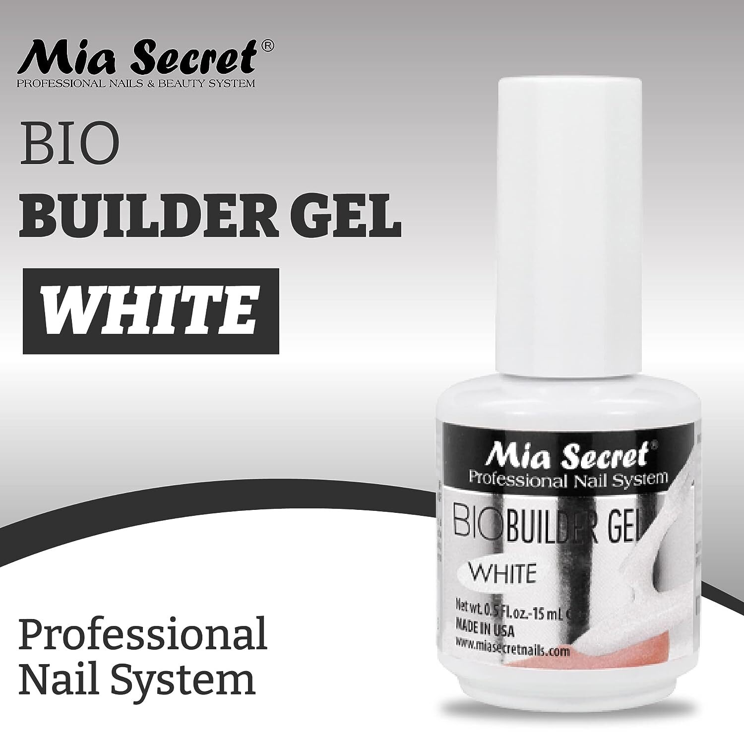 Mia Secret Clear Biobuilder Gel Brush-on White Builder Gel in a Bottle 1/2 oz