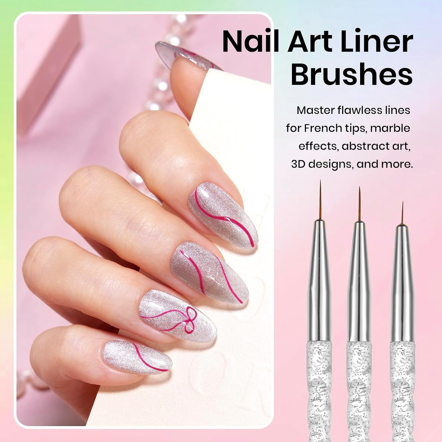 Beetles 31Pcs Nail Art Brushes, Dotting Tools, Nail Art Pens, Dust Brush, Stripi