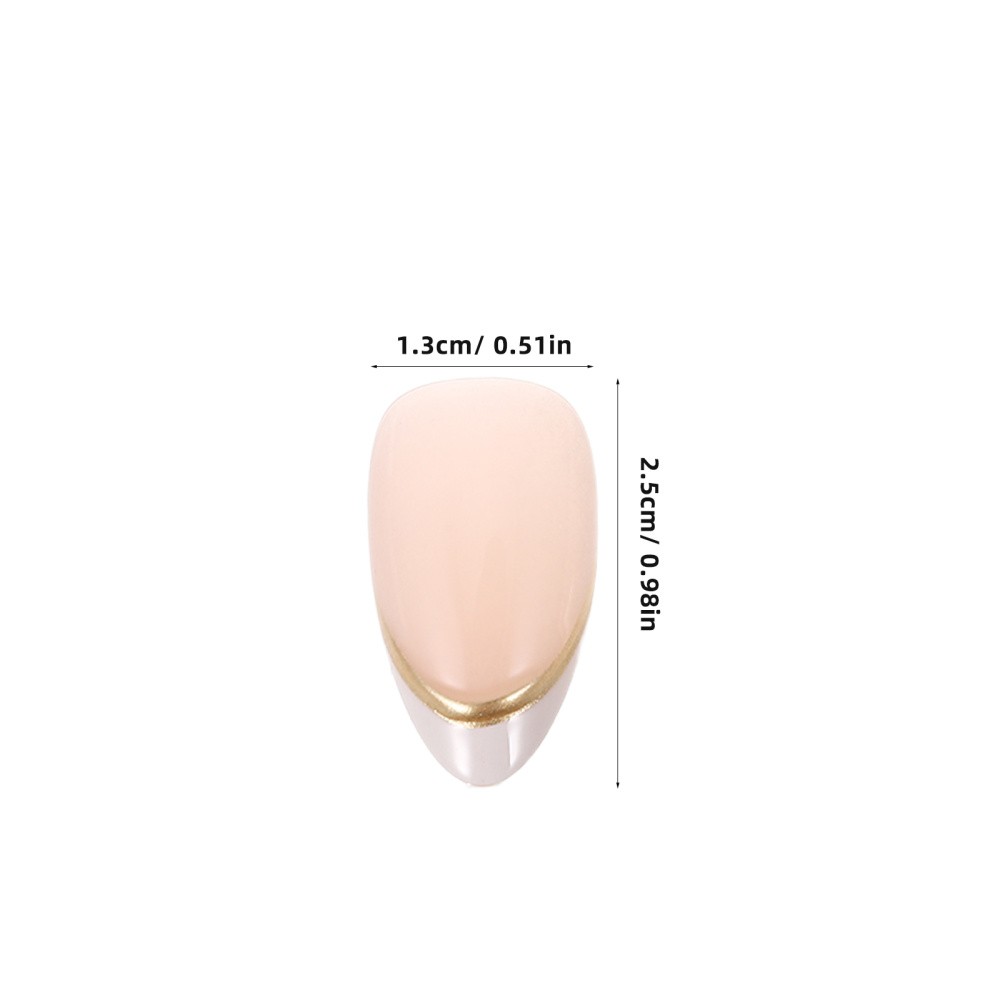 1 Set Reusable French Tip Almond Press on Nails Pink ABS Full Cover False Tips