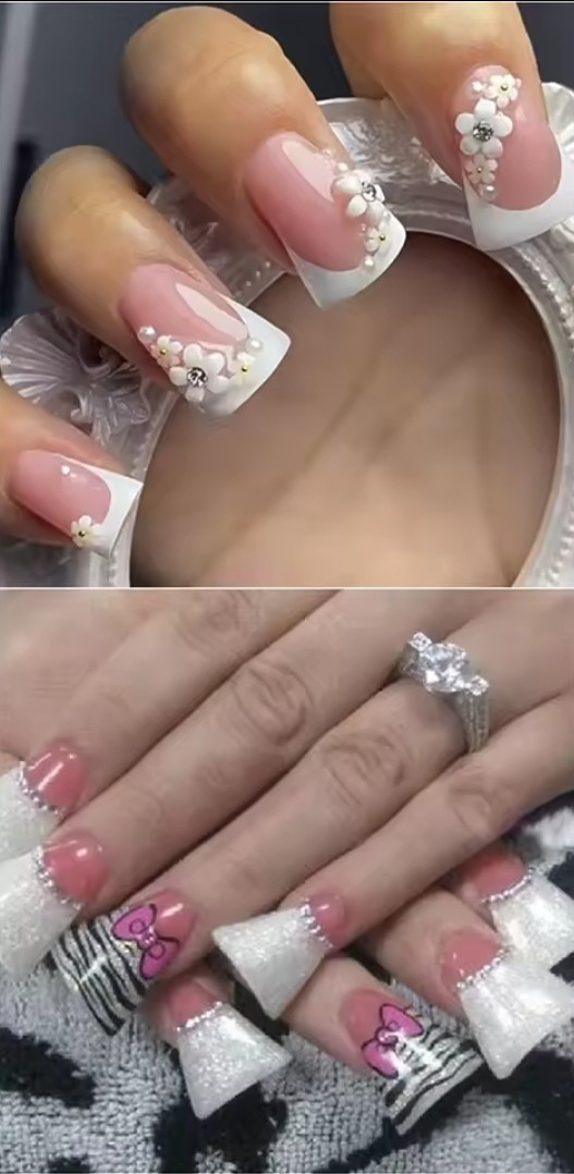 100PCS Duck Nail Tips, Clear Long Duck Nail Tips for Acrylic Nails-half Cover