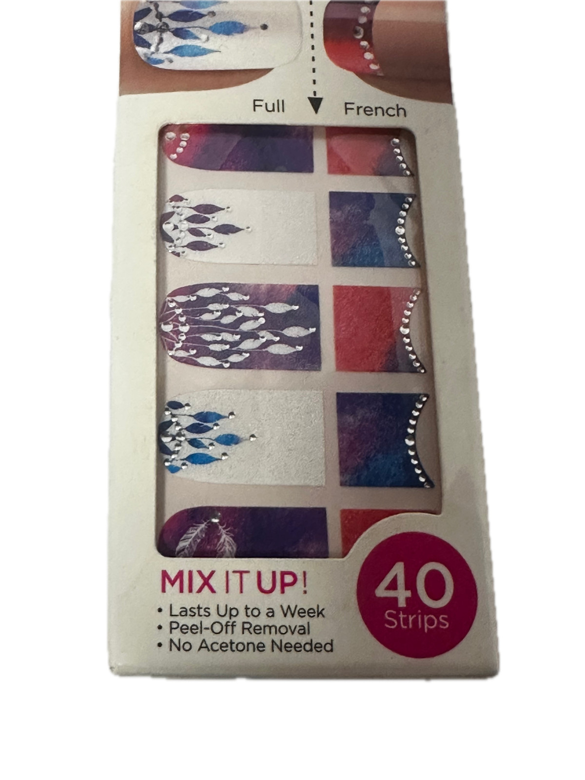Kiss Stick on Nail Dress Strips KDM03 Cosmopolitan Multicolor Jewel – 3 Pack