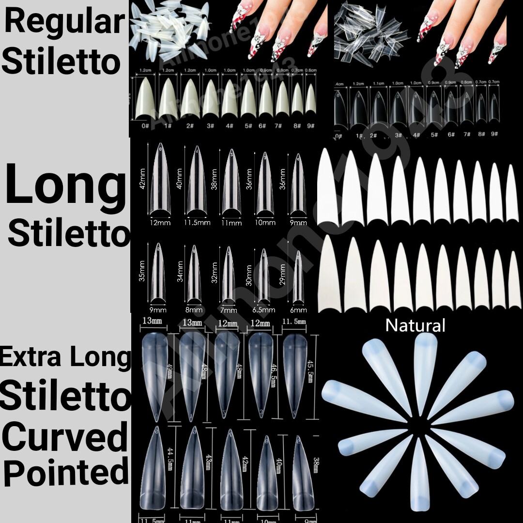 100/500Pc Stiletto/LongStiletto/Long Stiletto Curved Pointed False Nail Tips