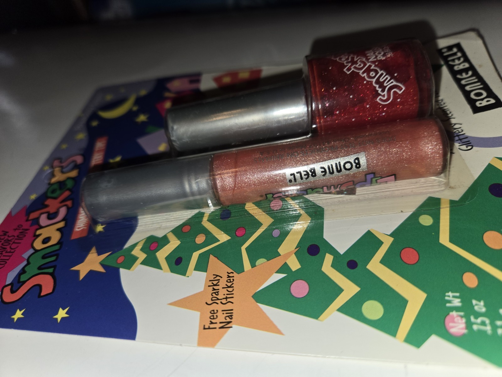Vintage Bonne Bell Smackers Lip Gloss Nail Polish Set NOS Strawberry Sequins