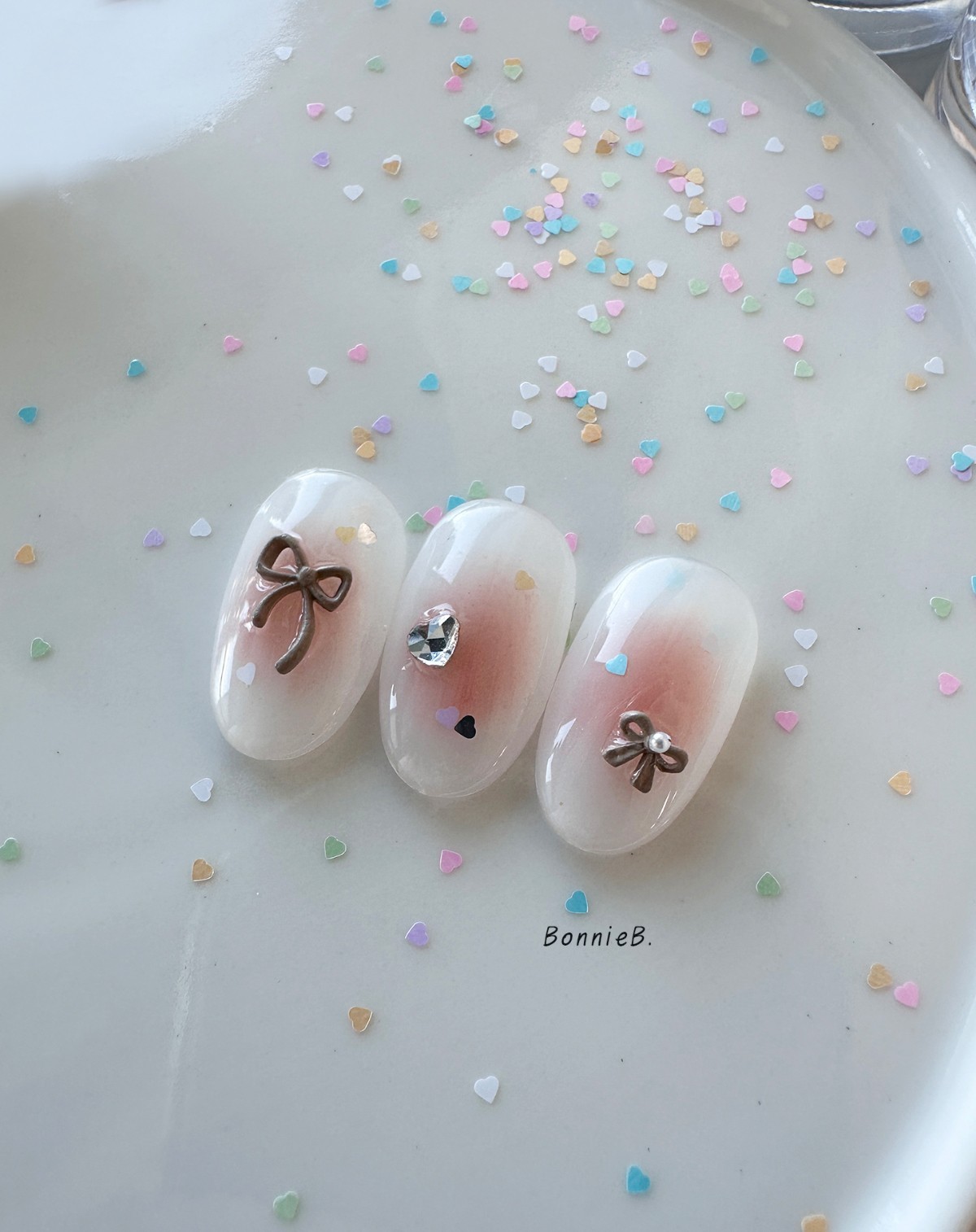 Bonnie B Mini Heart Nail Glitter 1mm Pastel Sequin Mix Cute Nail Art Decor
