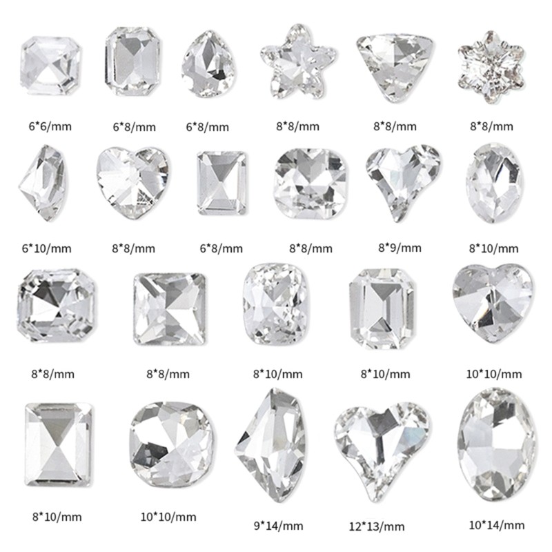 10x Irregular Shape Nail Rhinestones Nails Art Charms Heart Nail Crystals Gems