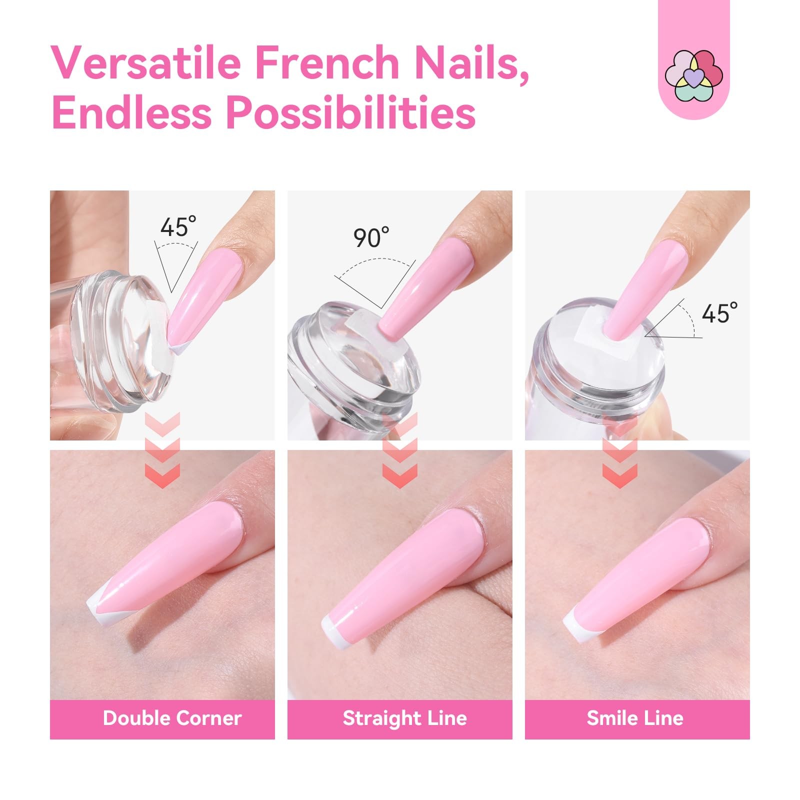Saviland French Tip Nail Stamp: 4PCS Nail Art Stamper Kit Clear Silicone Nails S