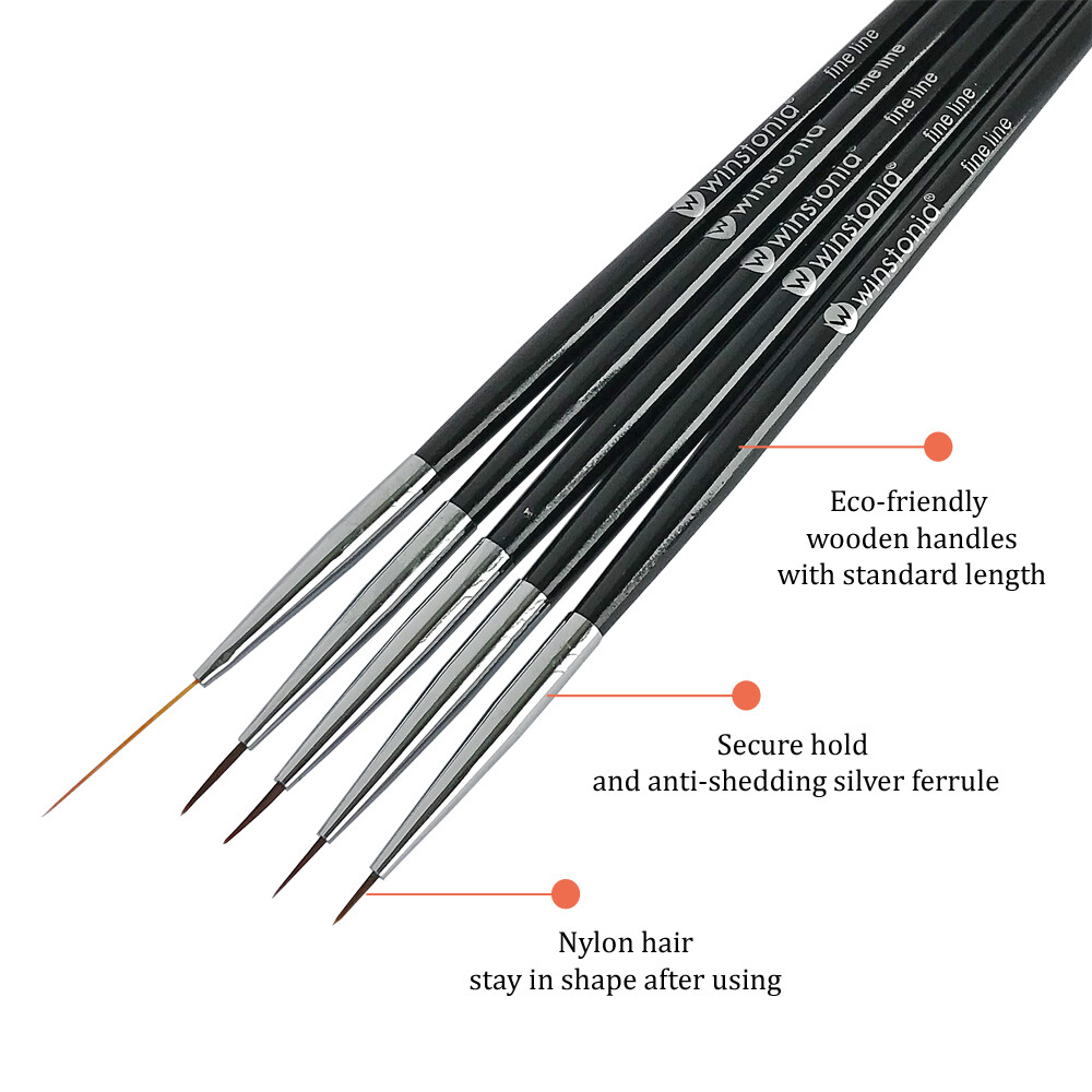 Winstonia Nail Art Brushes Liner Detailer Striping Brush FINE LINE Manicure Pens