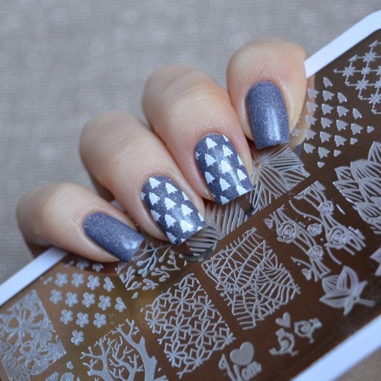 BPL 015 Forest Pattern Trees Theme Manicure Nail Art Stamp Template Image Plate
