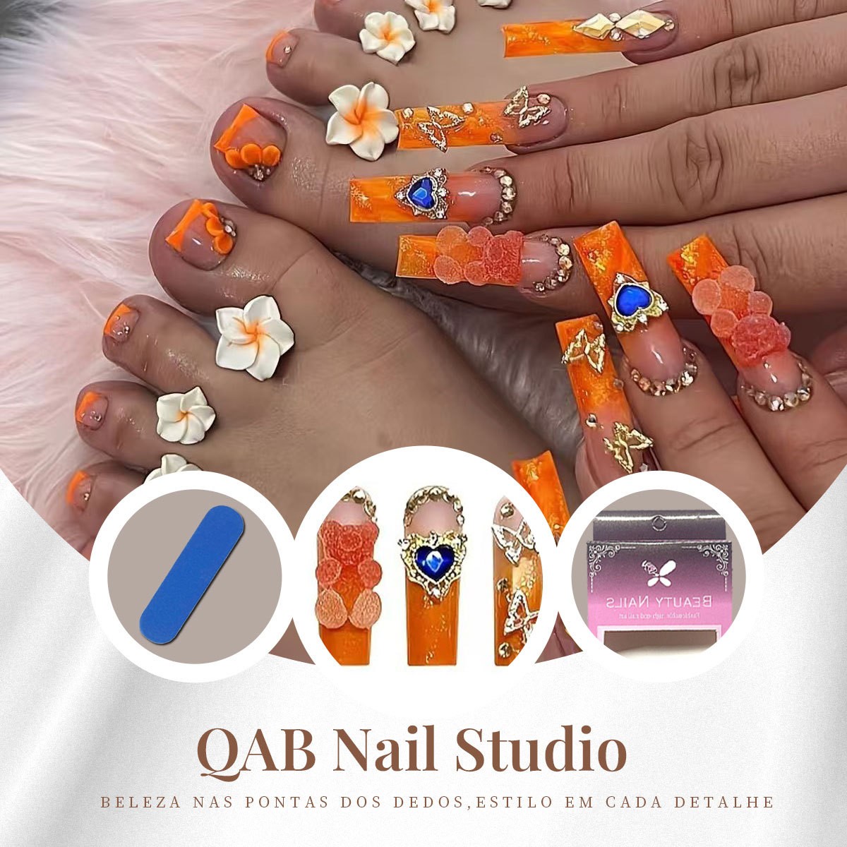 Summer Floral Crystal Glitter Nail Tips Ins Style Wholesale From Factory