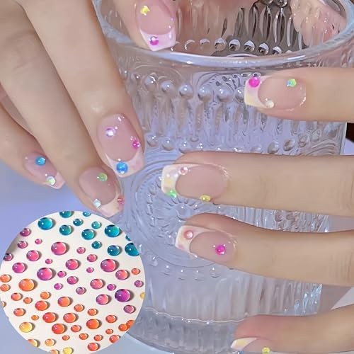 1440PCS 3D Aurora Bubble Beads Nail Charms Mixed Size Bubble Beads Nail Rhinesto