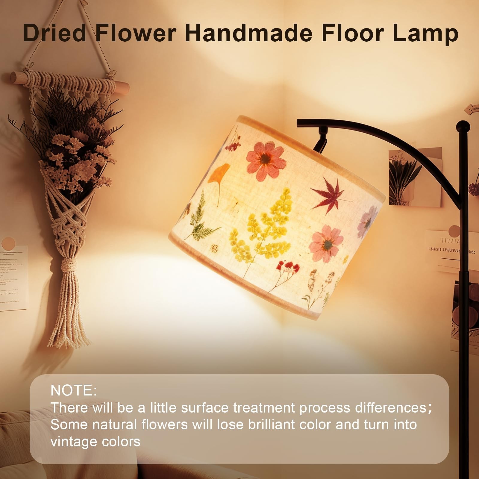 Floresita Dried Flowers Tripod Table Lamp 14.56in, 9W LED Dimmable 61“Drie