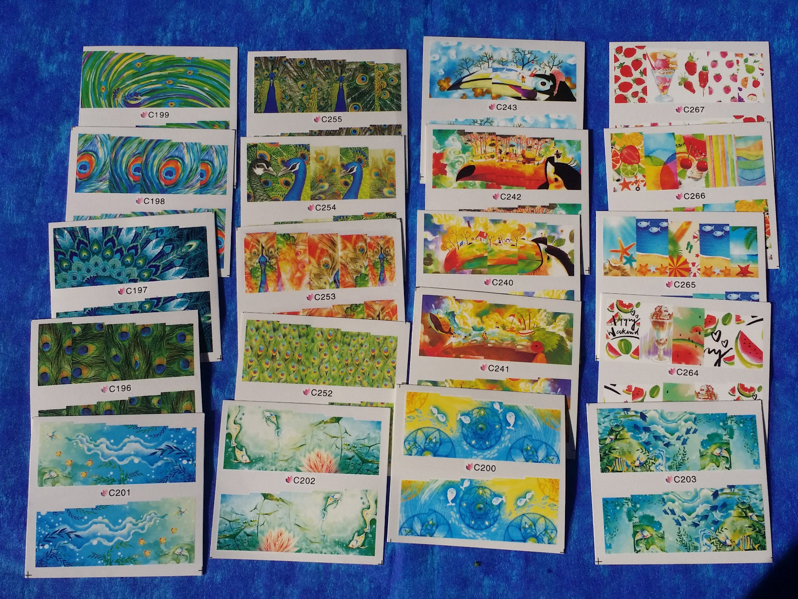 20 Sets Summer Ocean Peacock Nail Art Stickers Water Decals Transfer C 2.75″ #AG