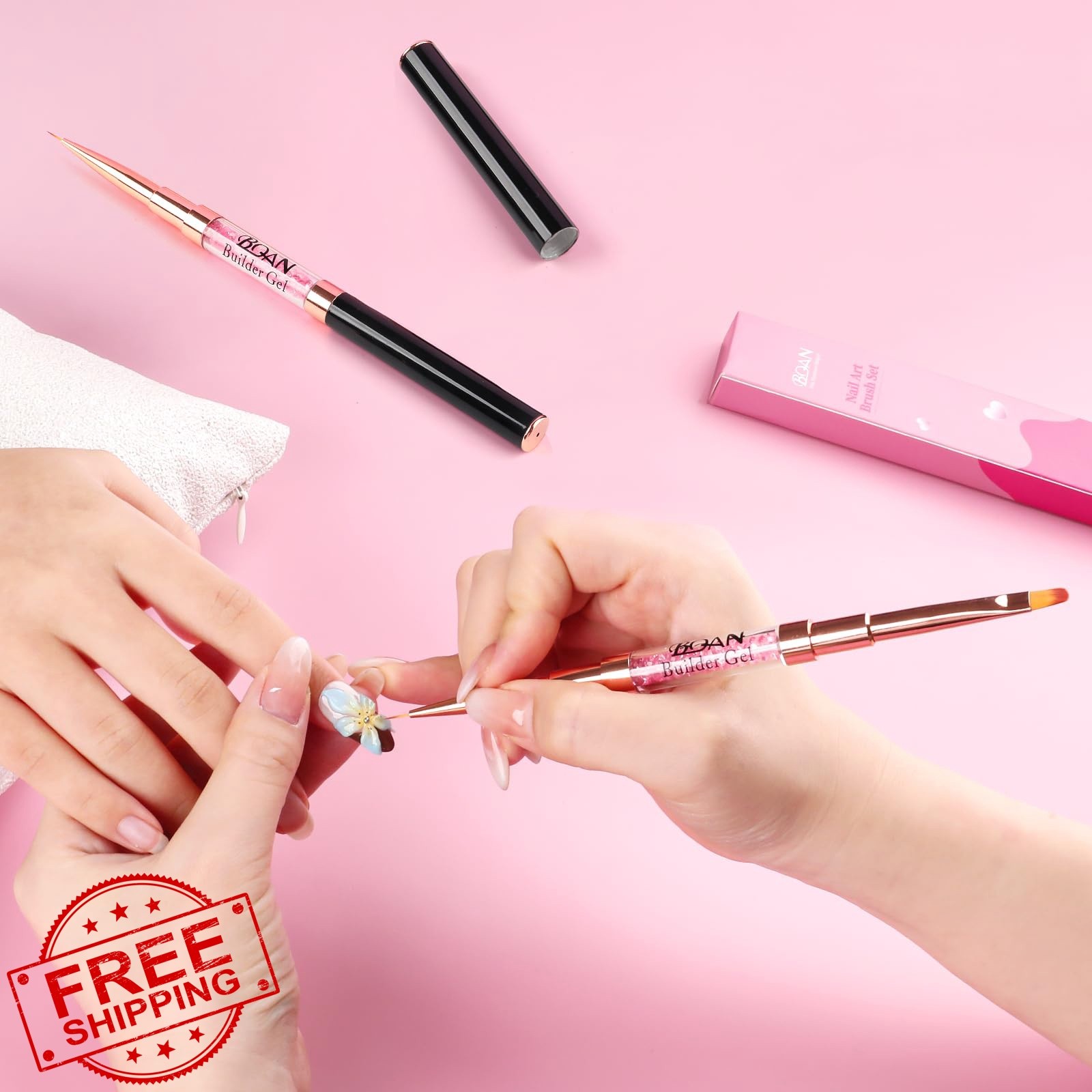 BQAN Nail Art Brush 7mm Liner 8# Oval Builder Gel