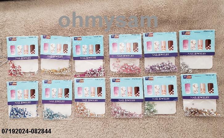 CLOSEOUT 12 x NEW PACK MULTI COLOR NAIL ART MANI / PEDI STAR ‘STONE’