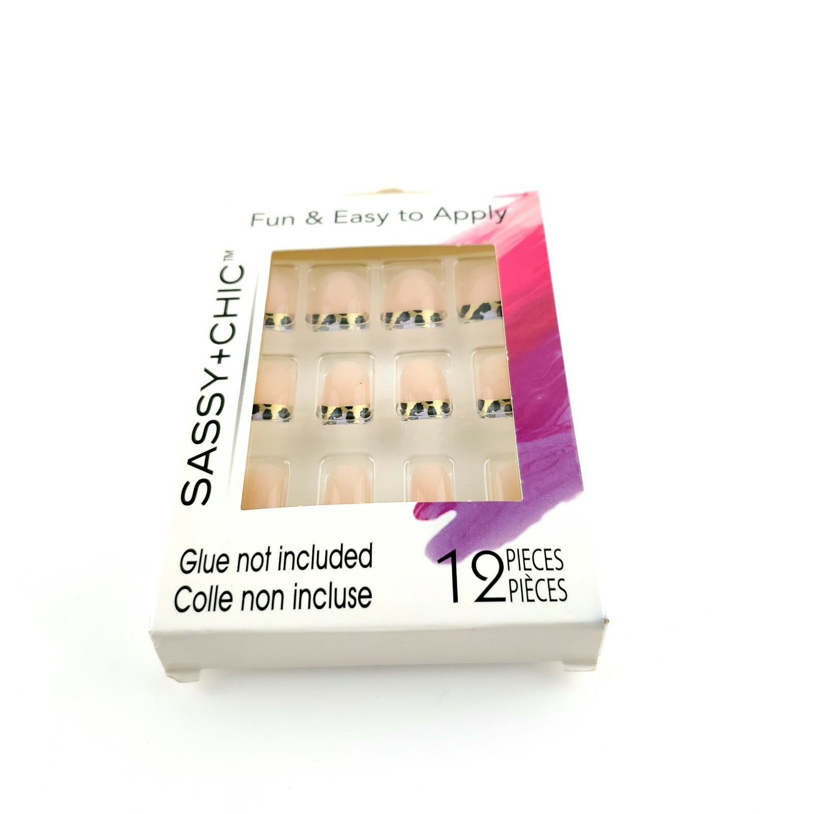 Sassy Chic Fashion Nails 12 Pieces Acrylic Materials Easy To Apply USA Seller