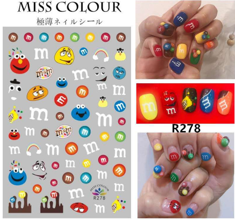 Flowers Rainbow Strawberry Candy Abstract Puppy Design Nail Sticker Manicure NH8