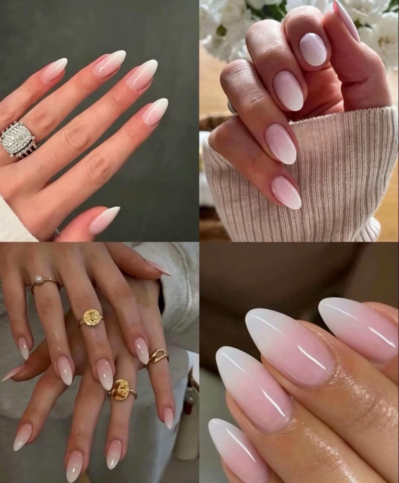 24pcs Pink Ombre Gradient Press-on Nails French Minimalist Style Short Oval Nail