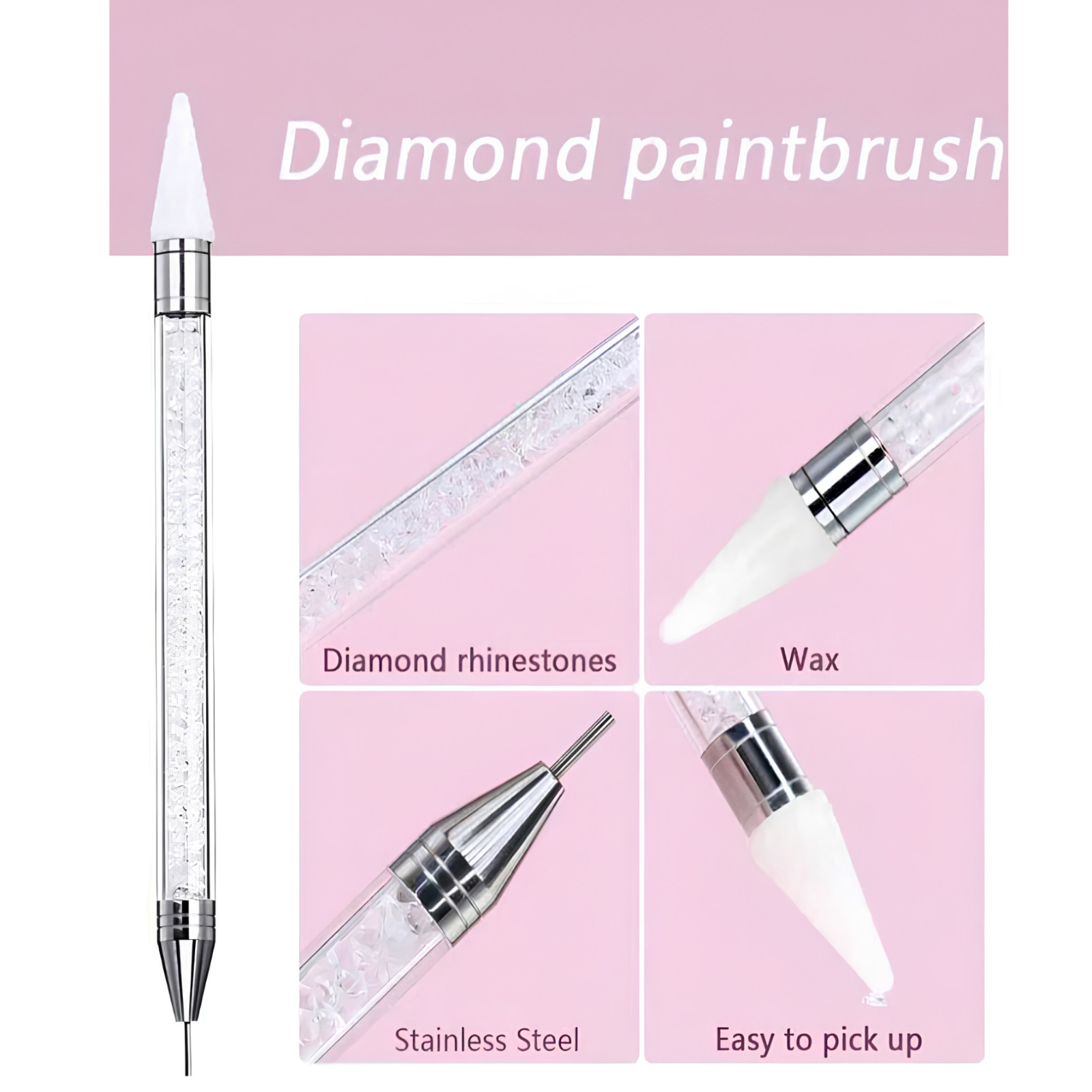 Double-Ended Rhinestone Dotting Pen Nail Art Wax Picker Crystal Stylus Tool DIY