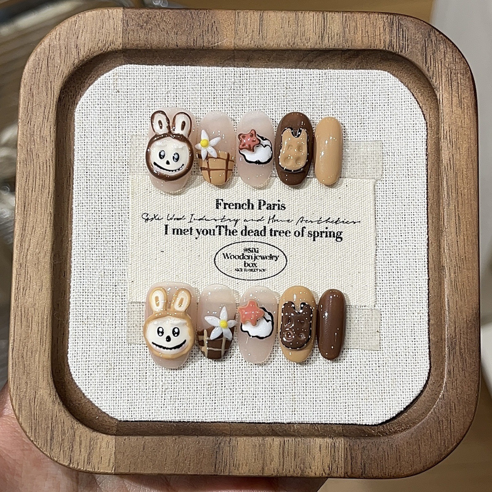 10Pcs Handmade Cartoon Bear Press On Nails Cute Graffiti Casual Daily Look