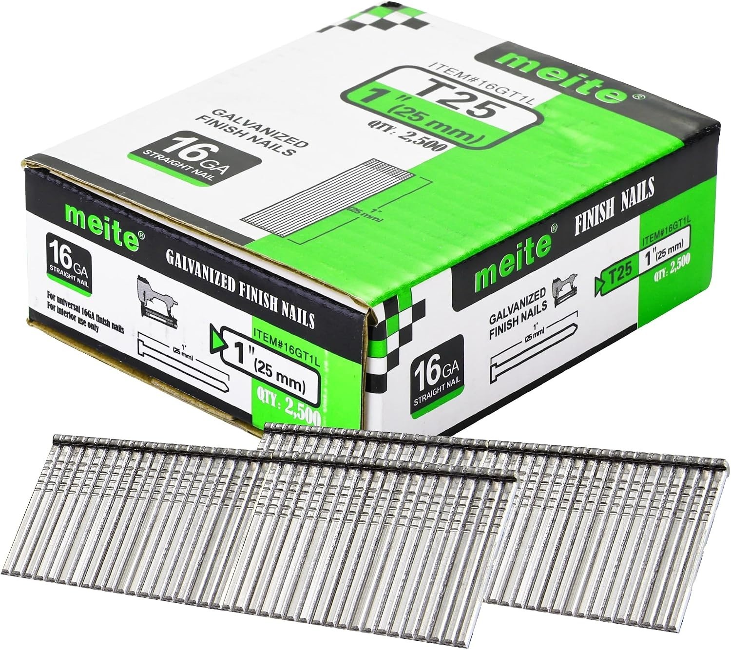 Rust-Proof 16 Gauge 1 Inch Finish Nails – 2500PCS for Precision Carpentry