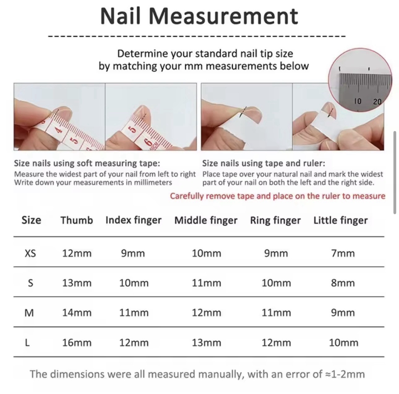 10pcs French almond Press On Nails Flower design- Size L