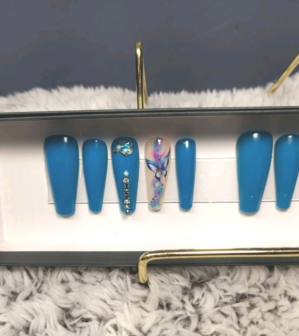 Handmade Nails. Large set(0,4,3,5,7) Coffin Shape