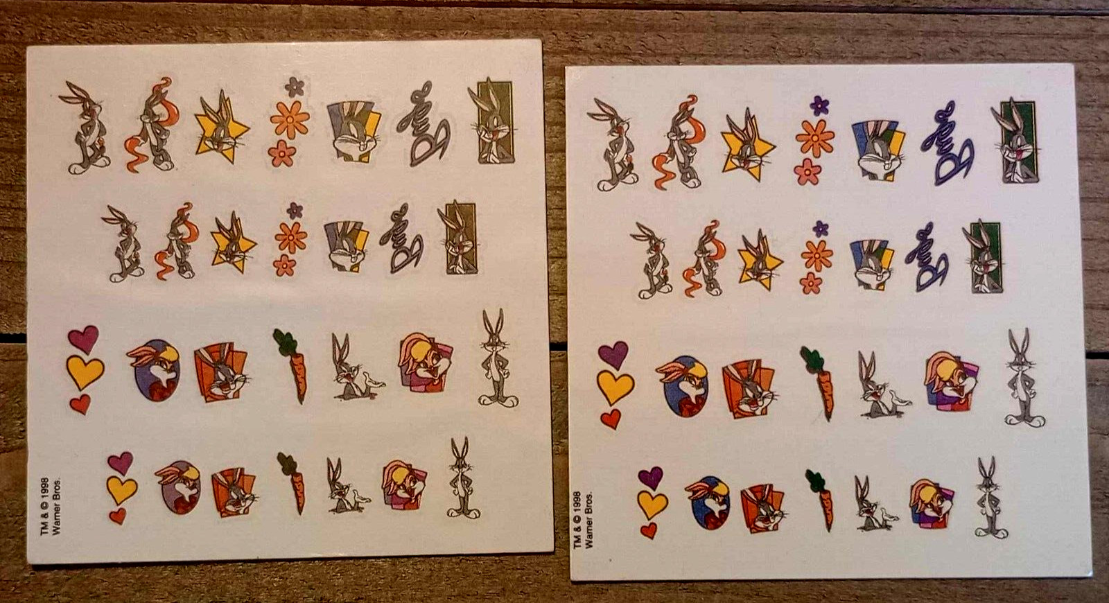 2 Vintage 1998 Bugs Nail Art Stickers Lola Bunny 28 Stickers Per Sheet