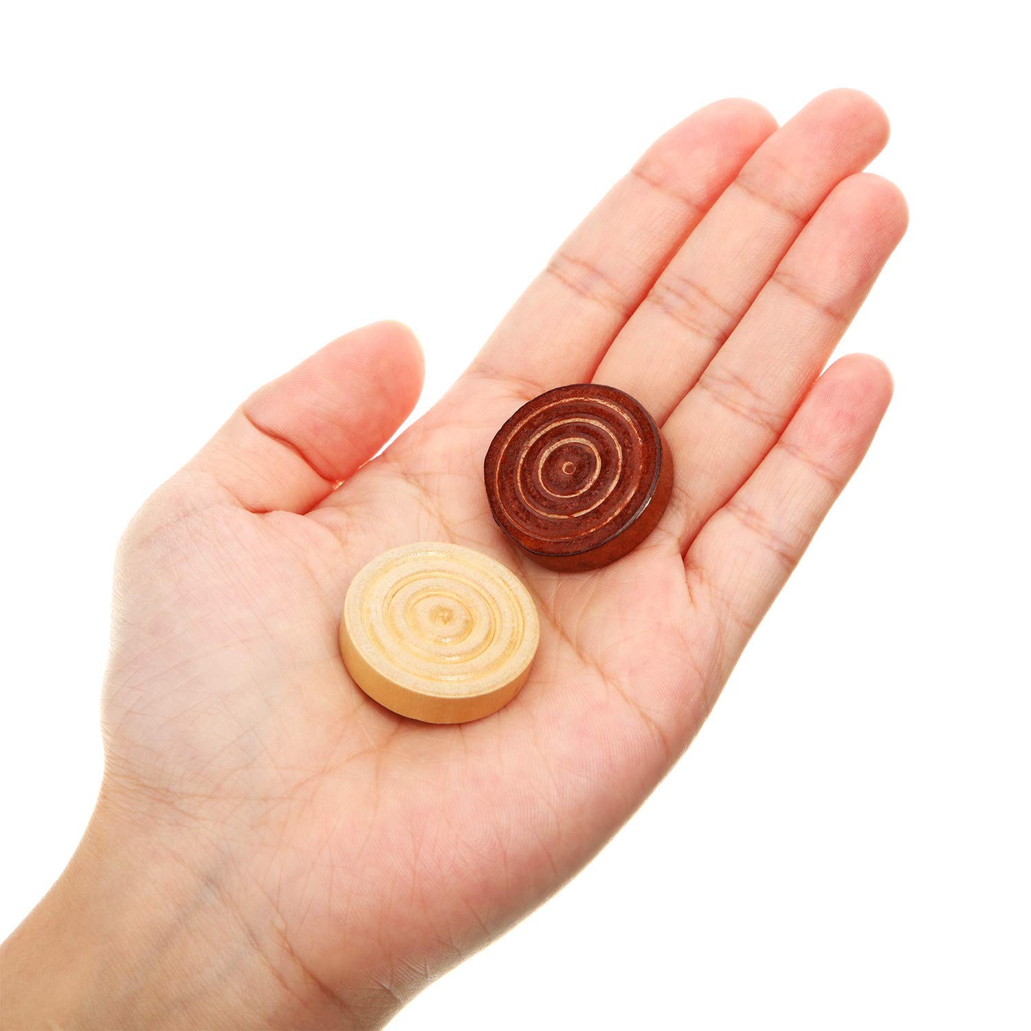 48 Pieces Wooden Checkers 1.06 inches in diameter, Dark Brown and Natural