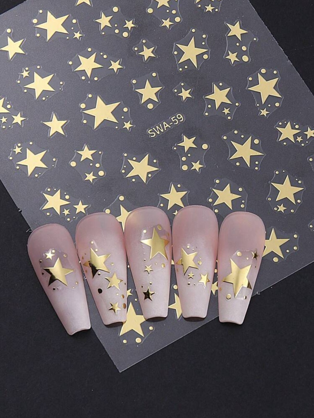 Metallic Stars Nail Art Stickers Decal Transfers Gold Silver Shooting Star SWA59