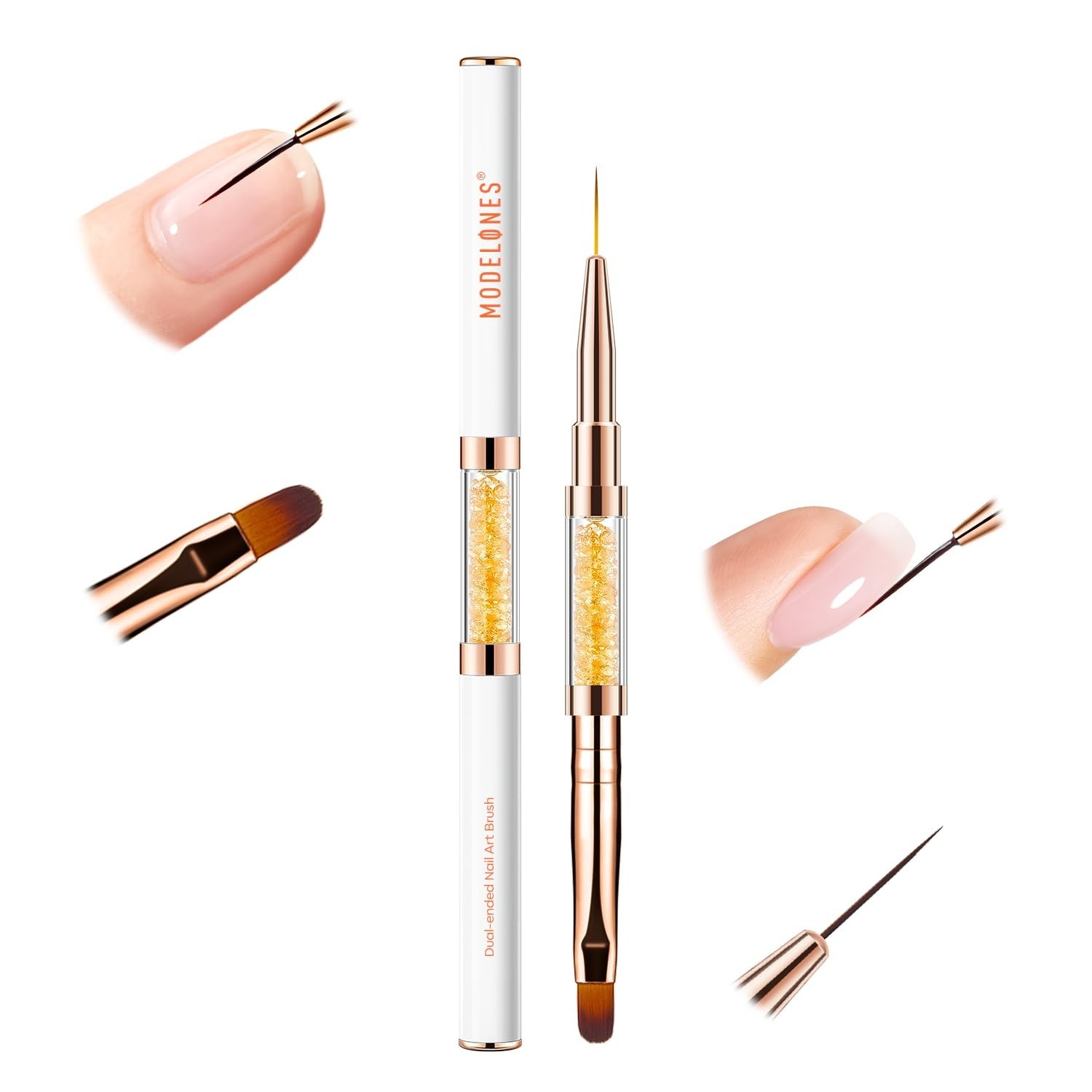 2PCS Dual Ended Builder Gel Brush for Nail Extension French Tip Brush Liner H…