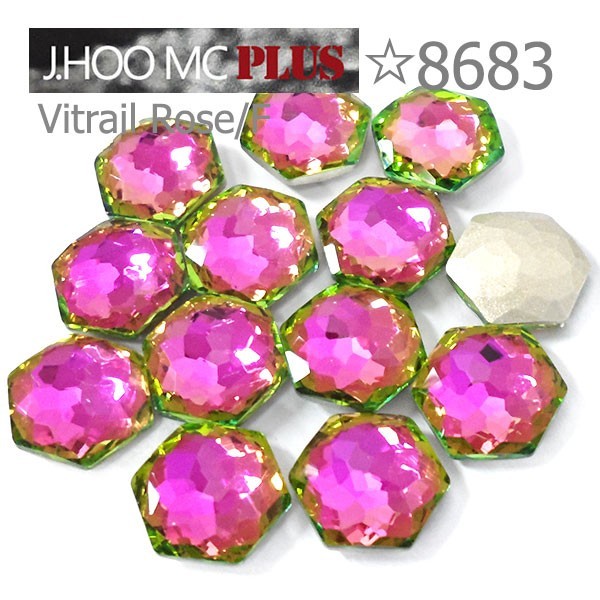 J.HOO Crystal 8683 Hexagon V-Cut Fancy Rhinestones 11.2x10mm Nail Art (4pcs)