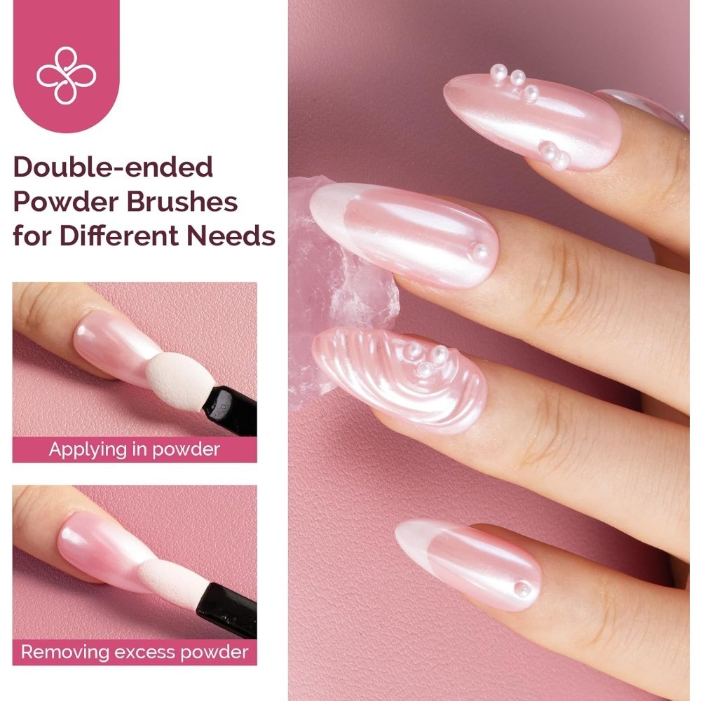 White Chrome Nail Powder Pearl Mirror Effect Pigment Pearlescent Mermaid Glitter