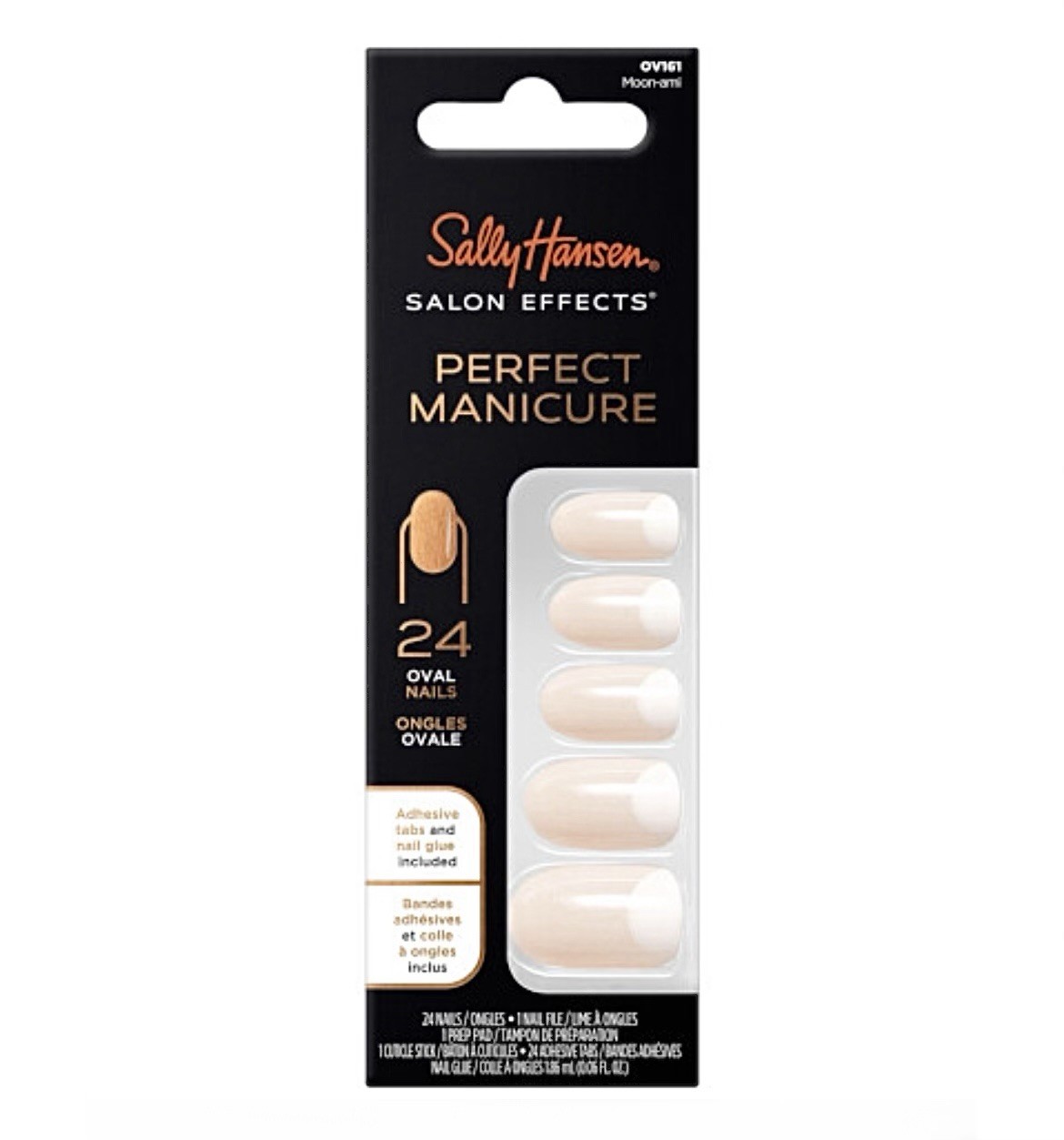 2pk Sally Hansen Salon Effects Perfect Manicure Medium Oval/Moon-ami OV161 NEW