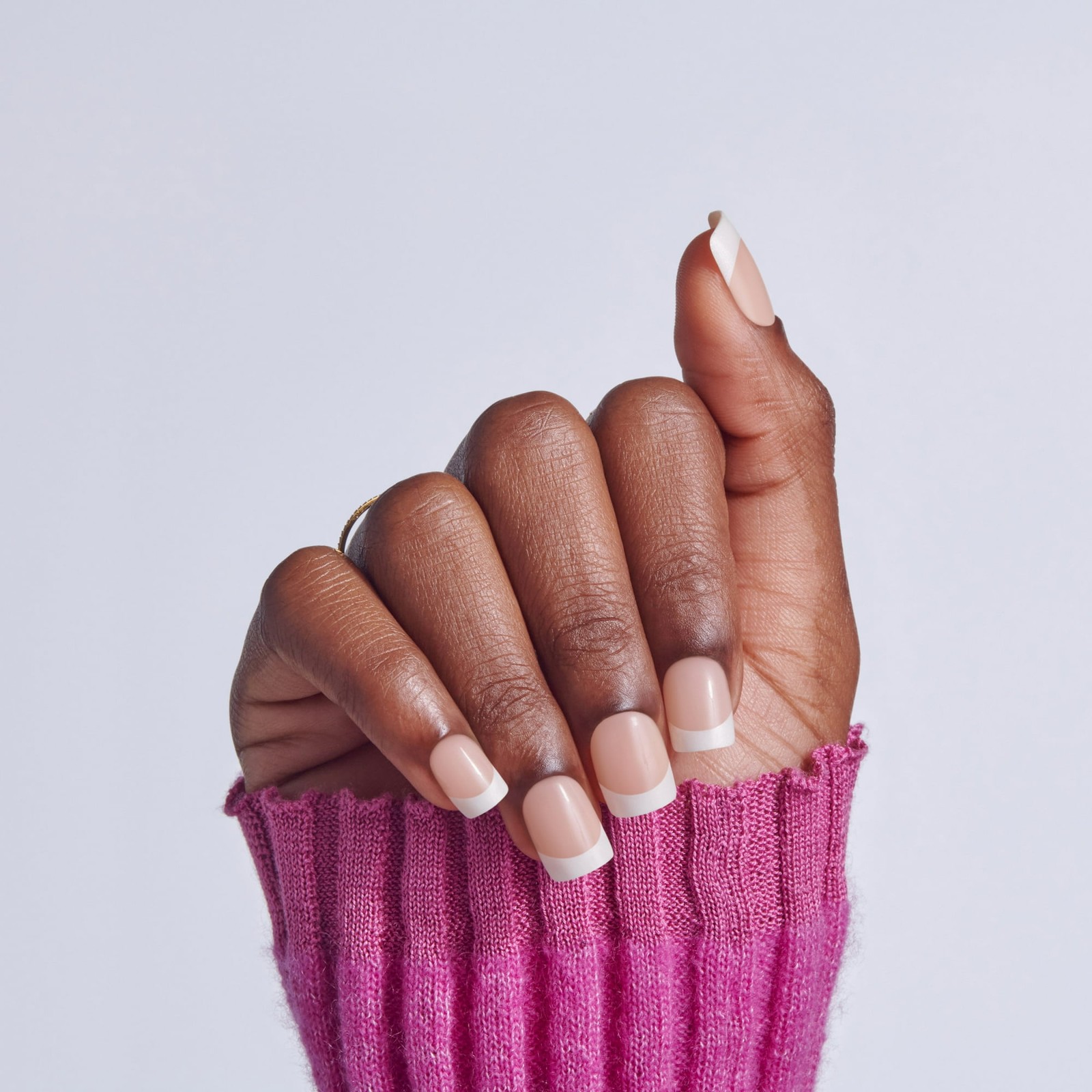 Broadway by Kiss French Tip Press On Nails, ‘String of Pearls’, White, Short Squ
