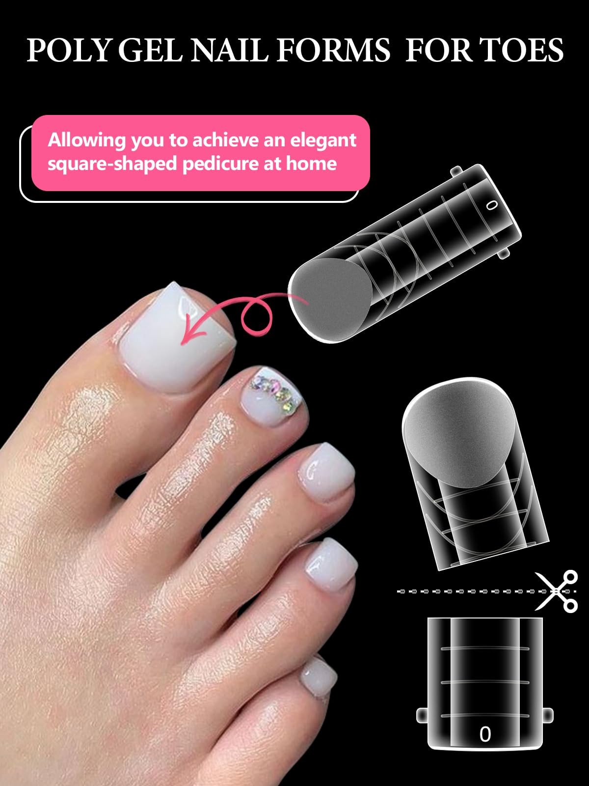 240 Pcs Poly Gel Toe Nail Form Kit – Reusable Dual Toe Molds for Acrylic Exte…