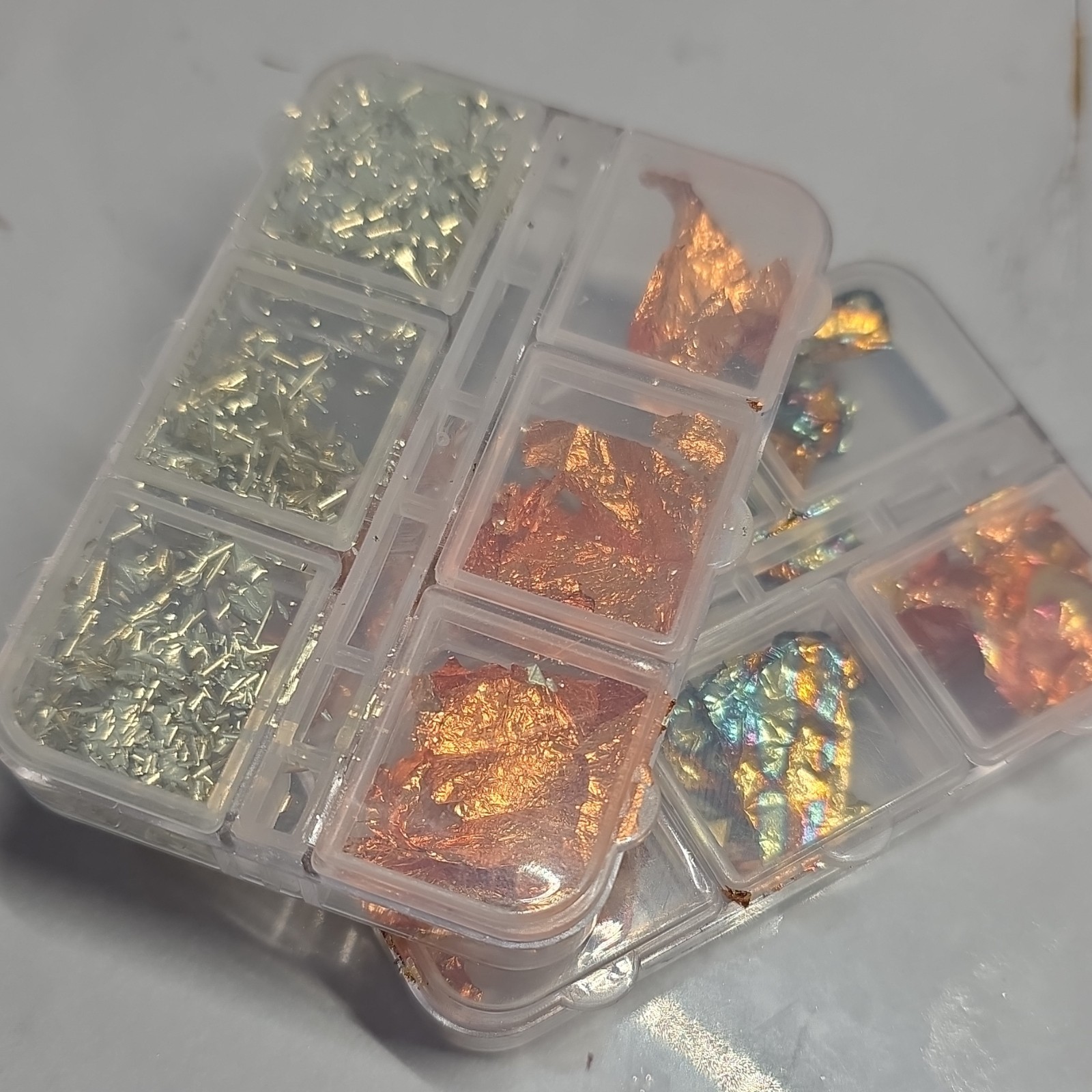 2 Multicolor Sparkle Foil Flakes Irregular Shape for Nail Art Acrylics Gels Set