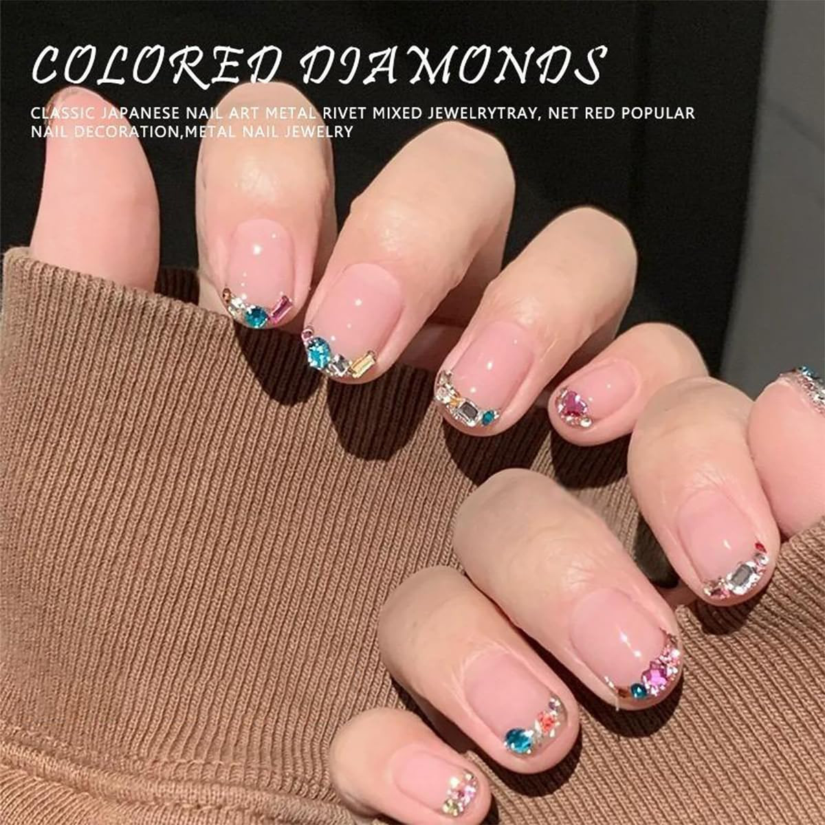 3000Pcs Colour Nail Charms 3D French Petite Nail Rhinestones Colorful Nail Gems