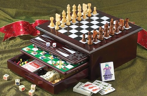 Board Game Set – Deluxe 15 in 1 13.5 inches x 13 x 6.5 inches, Black