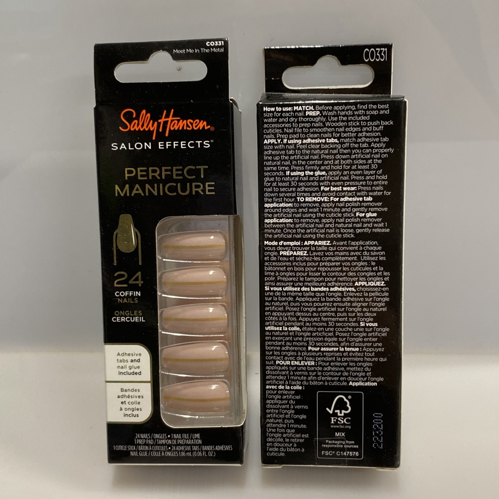2 pack – Sally Hansen Perfect Manicure Meet Me in the Metal 24 nails in ea, Nude