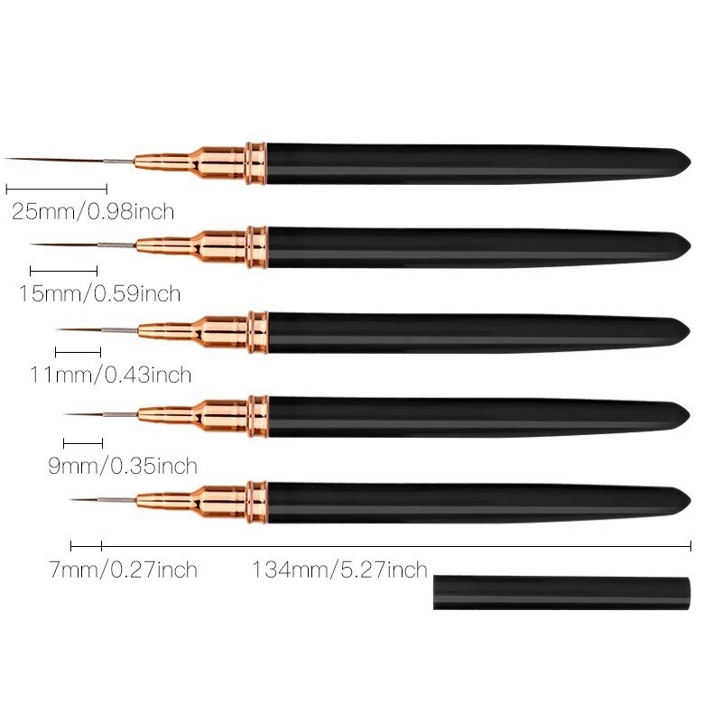 5pcs Nail Art Liner Brush Set UV Gel Painting Drawing Pen Manicure Tools