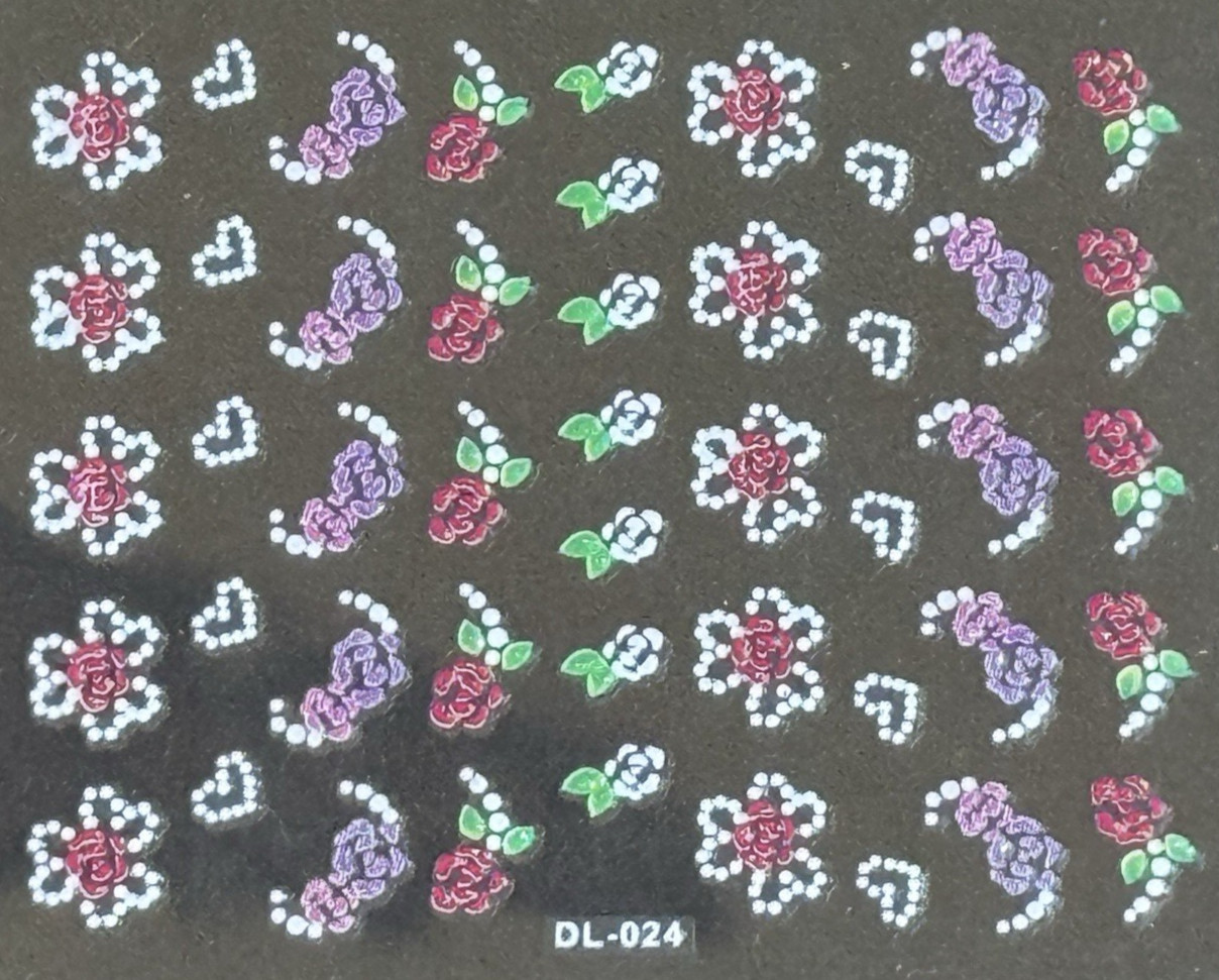 3D Nail Art Mini Flower, Heart, Bows Adhesive Stickers Floral Decals Transfers