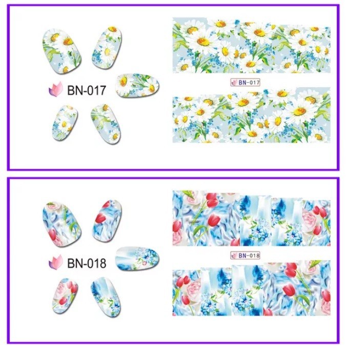 Floral Nail Art Water Decals: Spring Summer Flower Nail Wraps(Group 2)