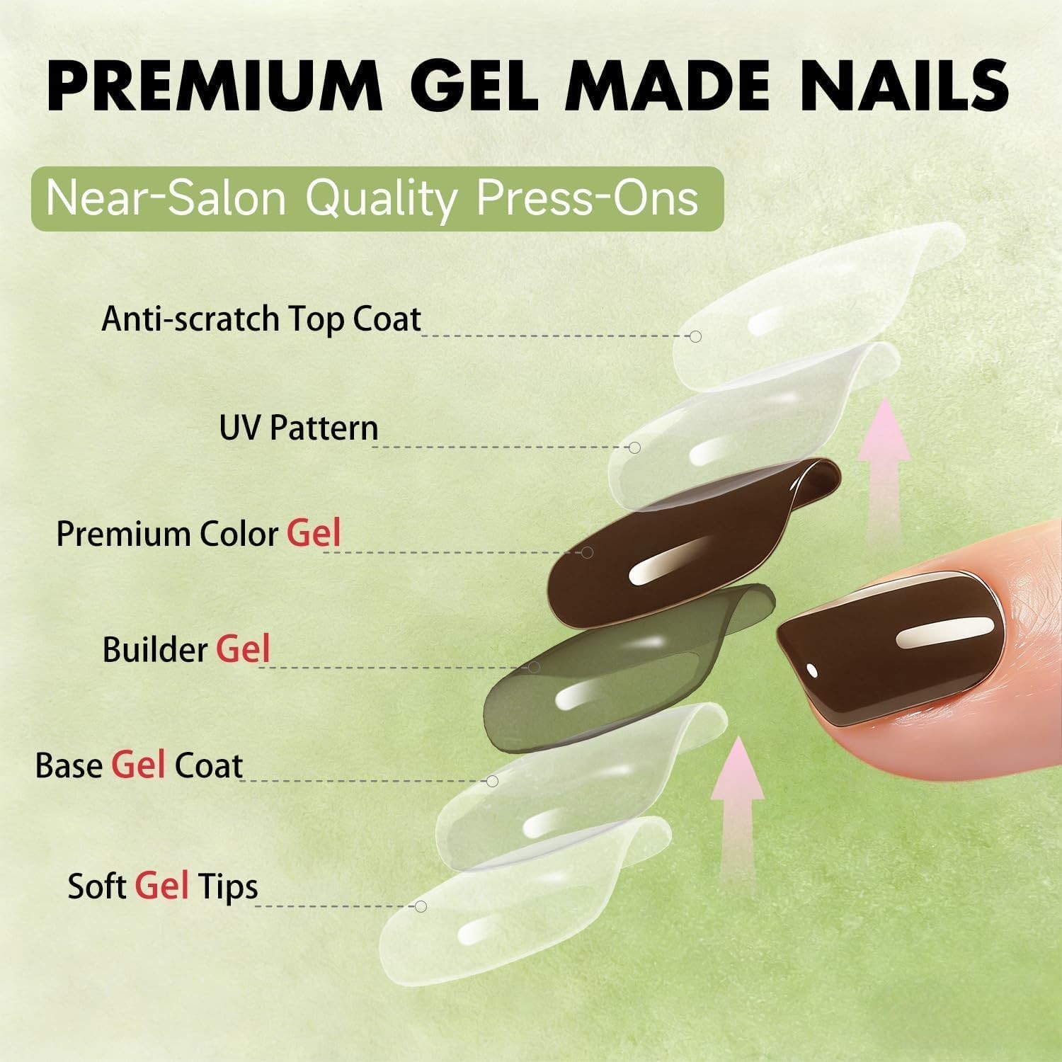 SXVME Soft Gel Press On Nails Short Square, 30 Pcs 15 Sizes Chocolate Brown B…